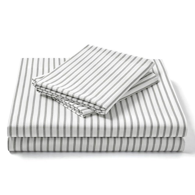 FreshCulture Twin Sheets Set - Ultra Soft Striped Microfiber Sheets - Deep Pockets up to 16" - Easy Care - Hotel Luxury 3 Piece Striped Twin, Stripe Grey