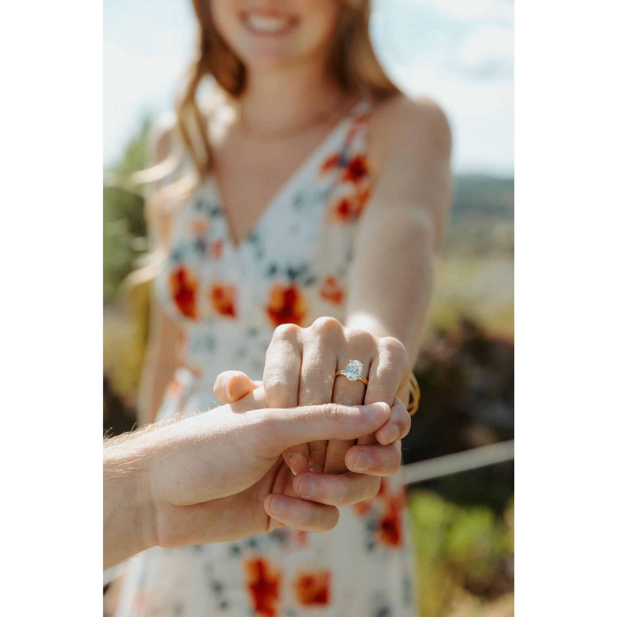 Showing off the engagement ring!