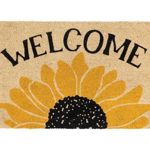 Sunflower Welcome Doormat, Yellow, 24" x 36"