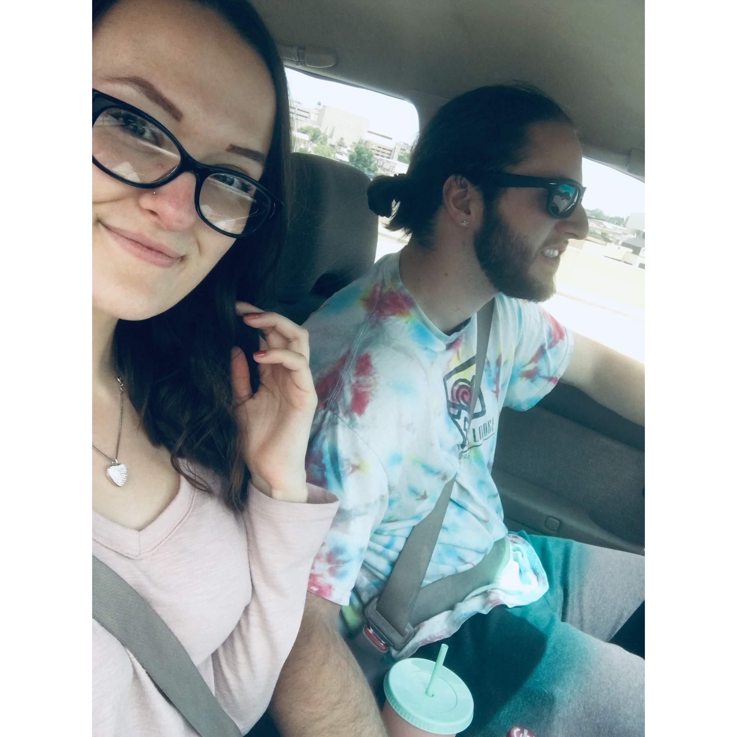 Most of our selfies are in the car lol