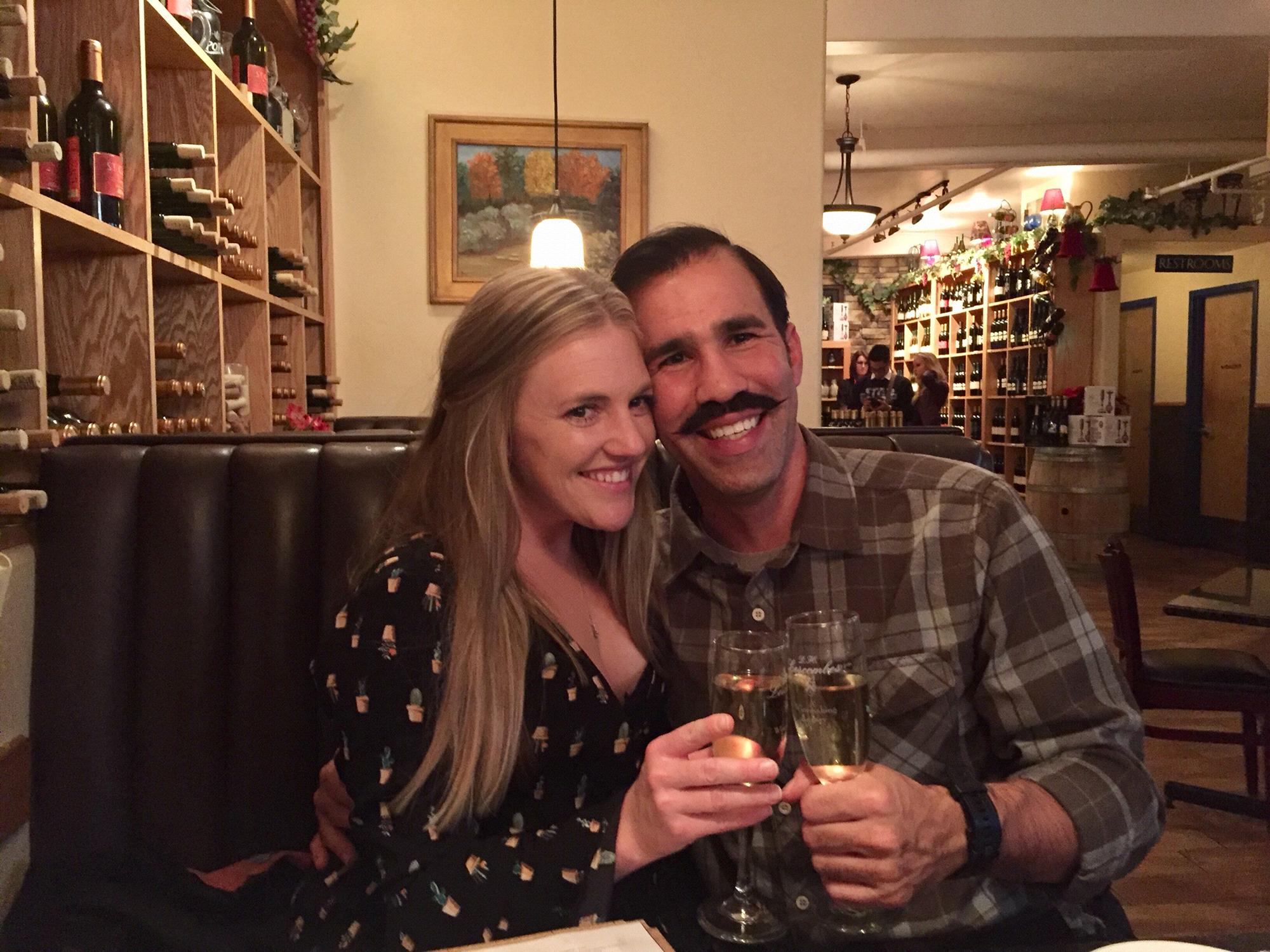 Celebrating our engagement at St. Clair Winery.