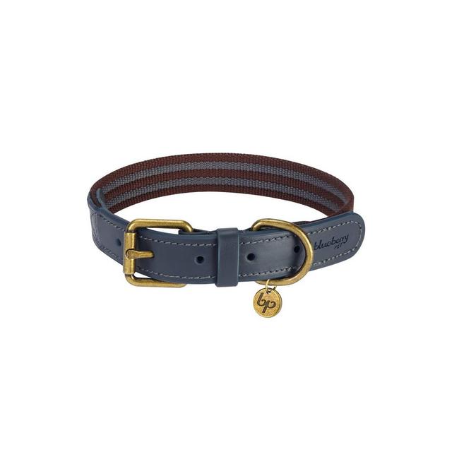 Blueberry Pet Polyester and Leather Dog Collar - S - Noir Gray and Burgundy