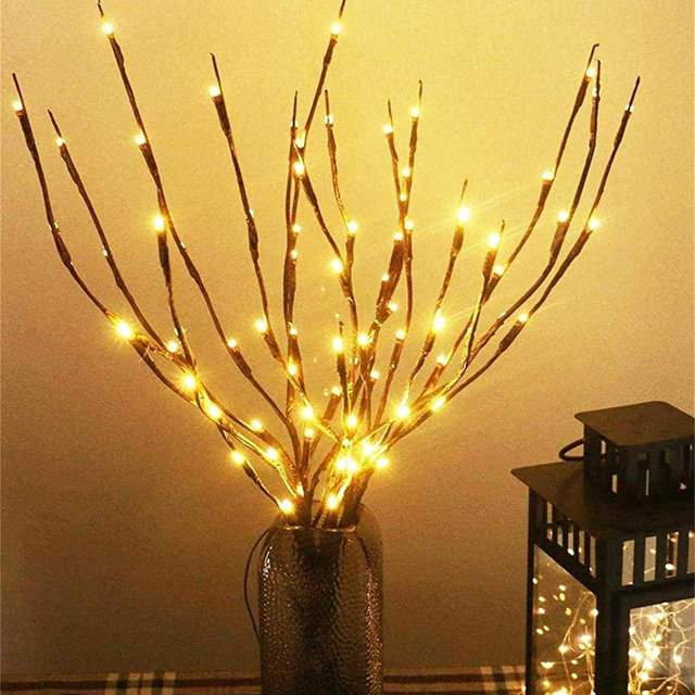 AMARS 3pcs Lighted Artificial LED Branch Lights with Timer Battery Operated Fairy Spirit Decorative Twig Tree Decorations for Home Living Room Vase Christmas (29inch, Auto 6H ON/18H Off, Warm White)