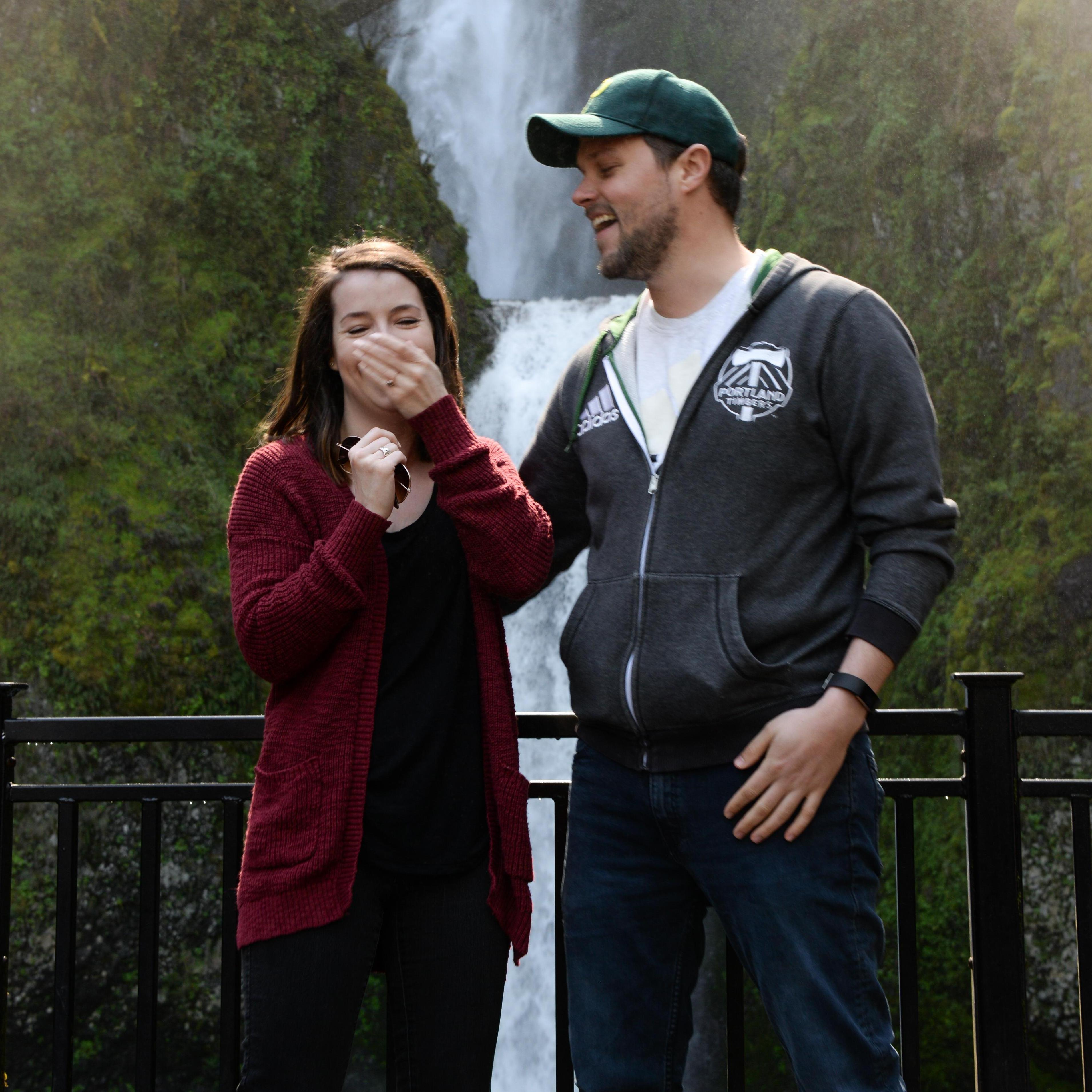 Our favorite photo from our engagement, in which my friends helped Todd pull off a huge surprise.