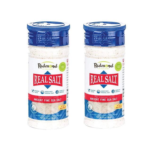 Redmond Real Sea Salt - Natural Unrefined Gluten Free Fine, 10 Ounce Shaker (2 Pack)