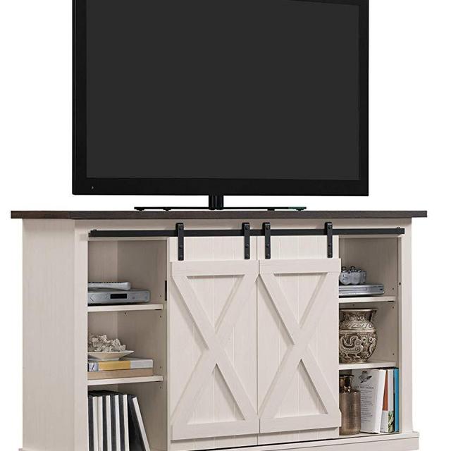 Pamari Wrangler Sliding Barn Door TV Stand, Off-White