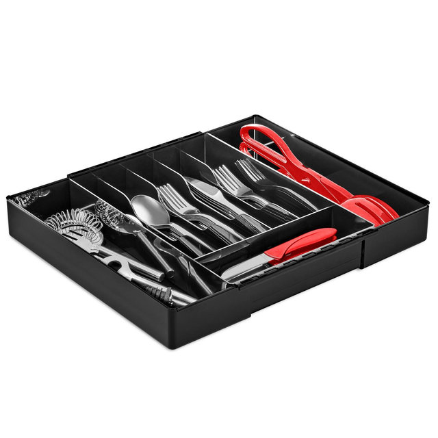 Sorbus Expandable Silverware Organizer – Multipurpose Flatware and Kitchen Storage Solution - with 6 compartments and 2 expandable slots