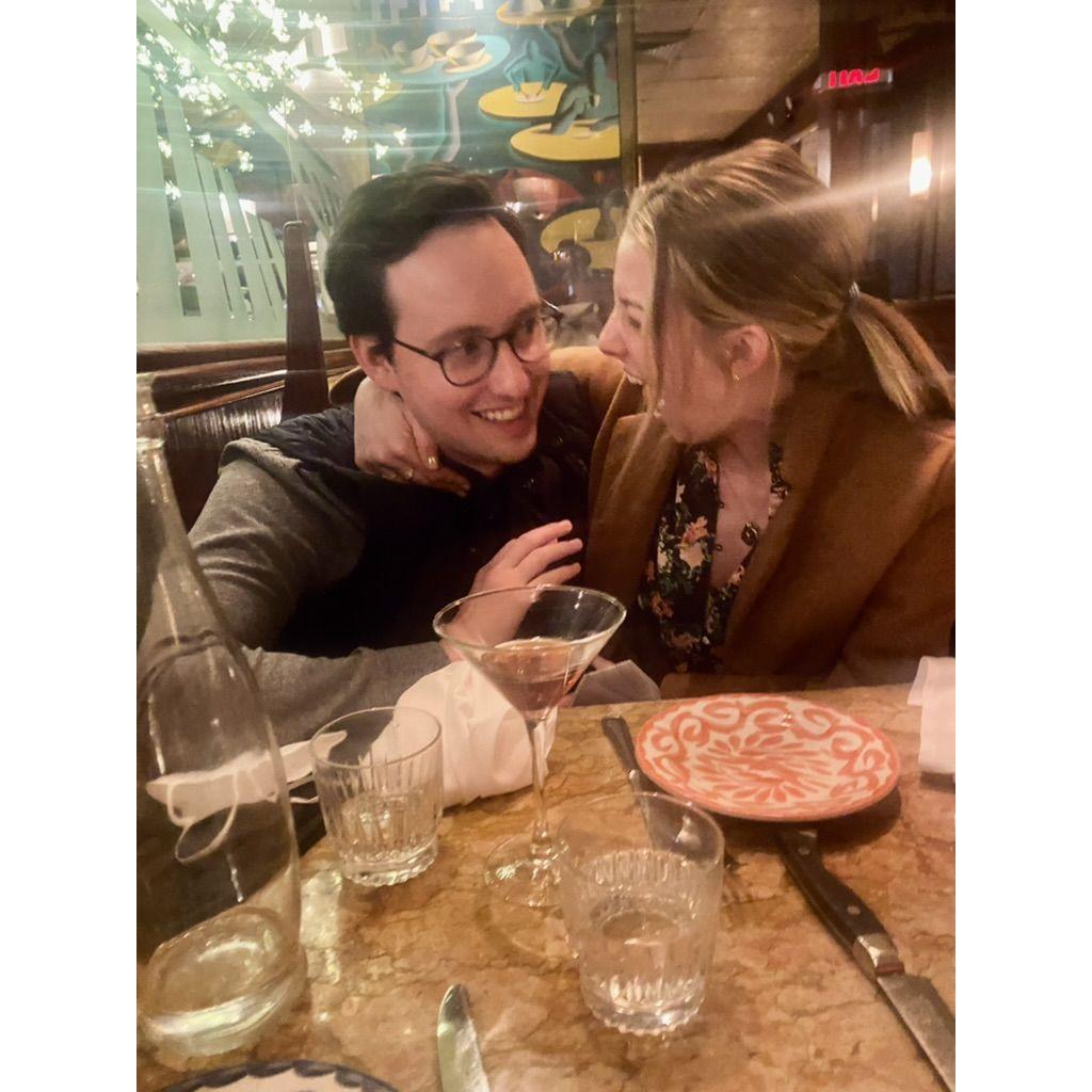 Laughing at dinner with friends in NYC!