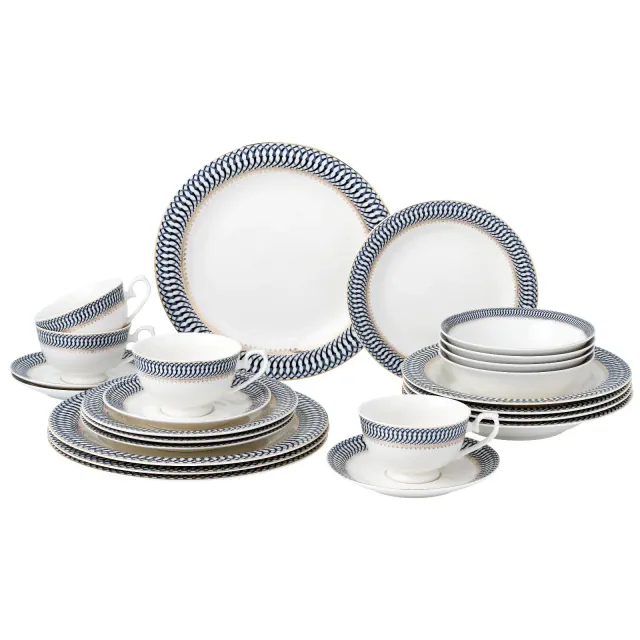 24 Piece Dinnerware Set-Bone China, Service for 4 by Lorren Home Trends