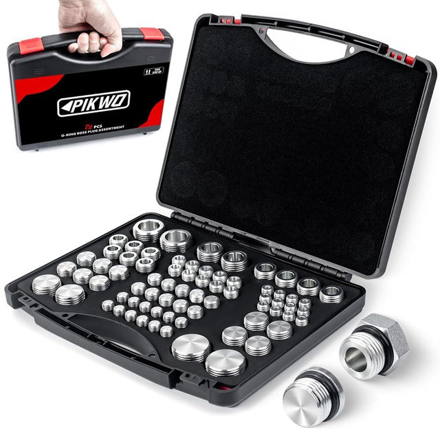 PIKWO 72 Pcs ORB Plug Kit Hose Tube and Pipe O-RING BOSS Fitting Set Hydraulic Plug Kit Galvanized 45# Steel with Precision Threading Dash Sizes -04-06 -08-10 -12-16