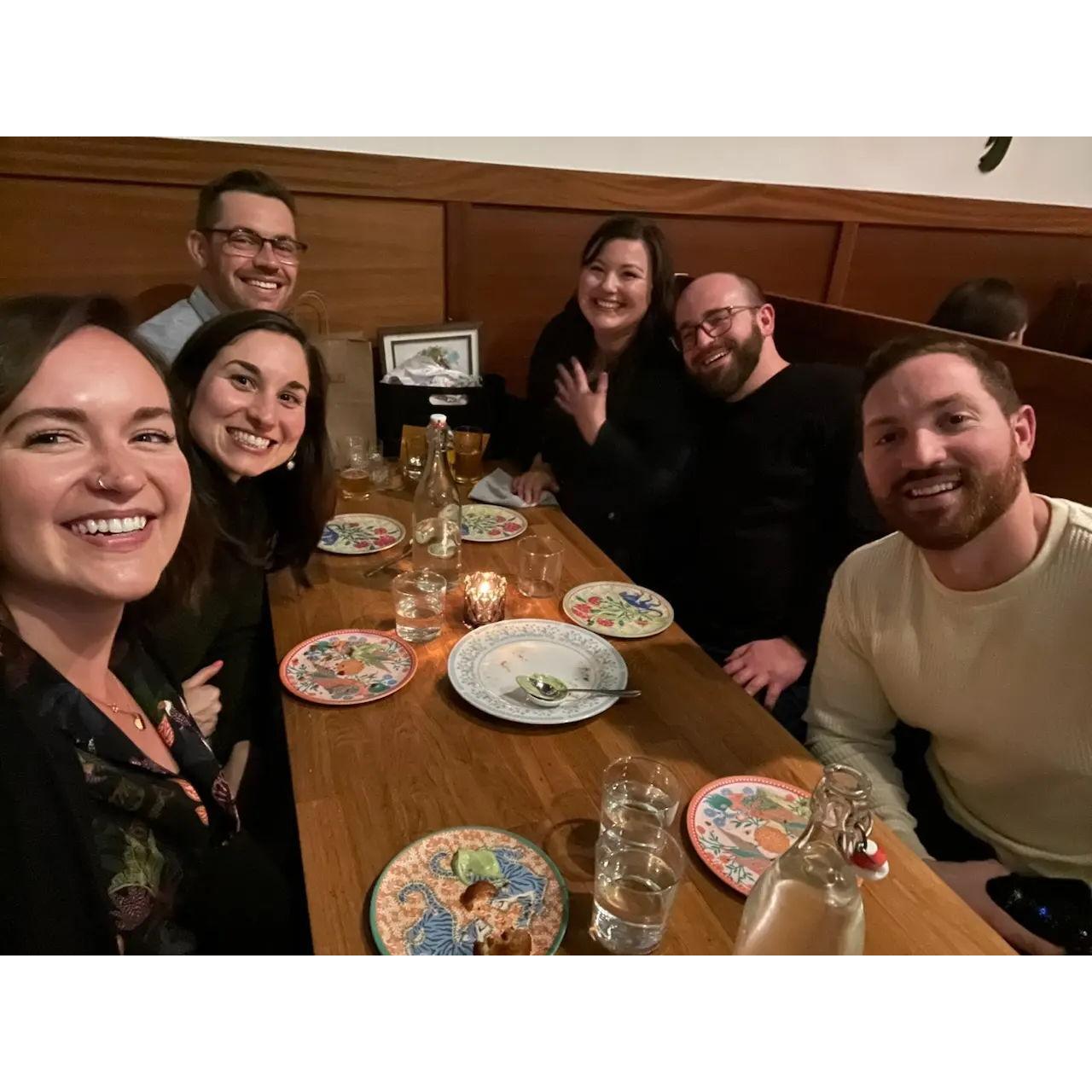 Casey surprised Rose with a "Soup Group" ambush after proposing to her in Dec. 2023.