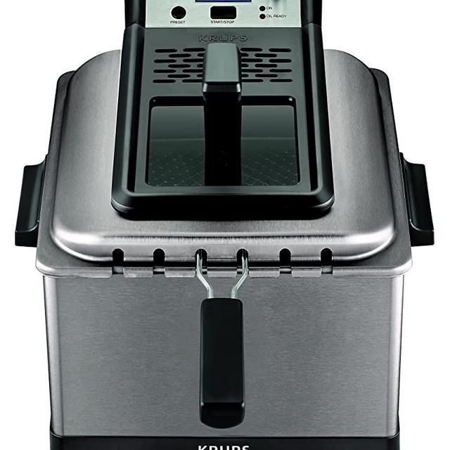 KRUPS KJ502D51 Deep Fryer, Electric Deep Fryer, Stainless Steel Triple Basket Fryer, 4.5 Liter, Silver