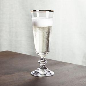 French Champagne Glass with Gold Rim