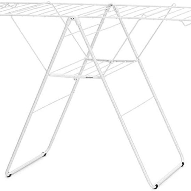 Brabantia HangOn Laundry Drying Rack (82ft / Fresh White) Compact, Foldaway, Adjustable Indoor Stainless Steel Clothes Horse
