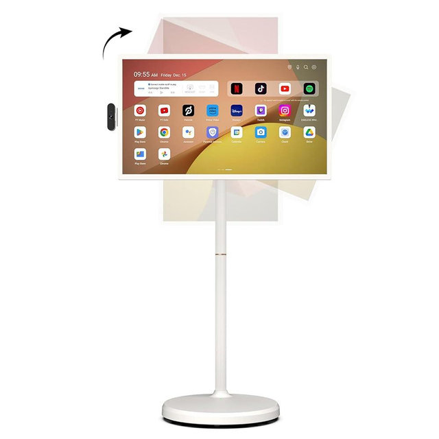 ApoloSign 32 Inch FHD Smart Portable TV 2nd Gen, 16(8+8) GB RAM+128GB, Android 14, EDLA-Certified, Rolling Tablet TV on Wheels, Built-in 15000mAh Battery, Full Swivel Rotation, Voice Remote Control