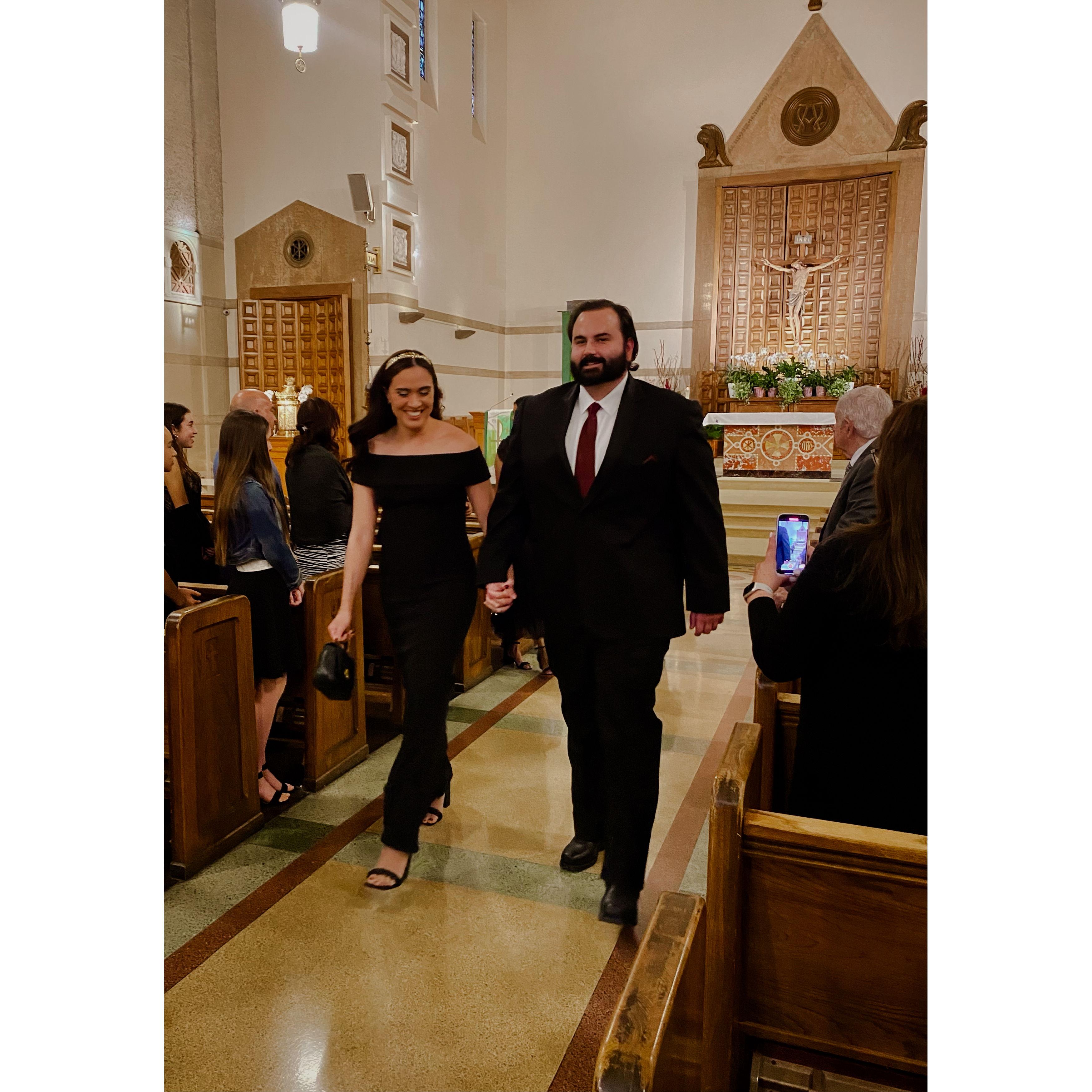 Last November, almost exactly a year before our big day! It was his sister Nicole's quiceañera, where we got some practice walking down the aisle ;)