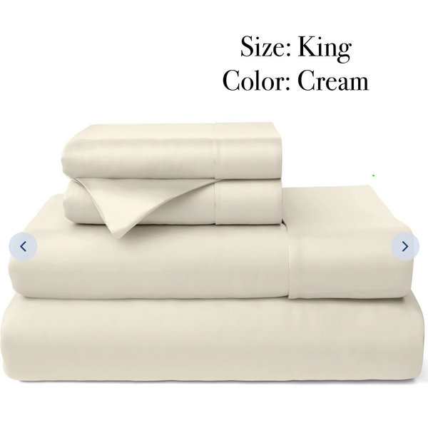 100% Bamboo Bed Sheets - King / Cream