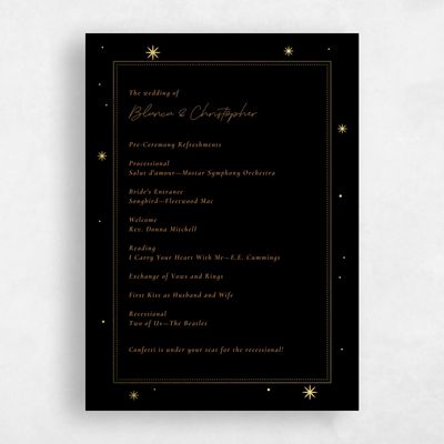 Black Wedding Program - Splendor Foil