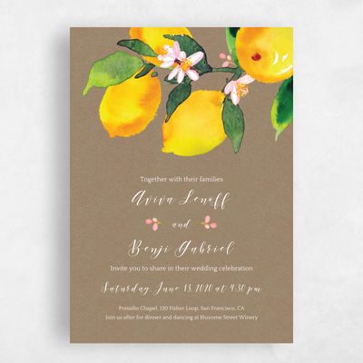Natural, Brown Wedding Invitation - Folly Border