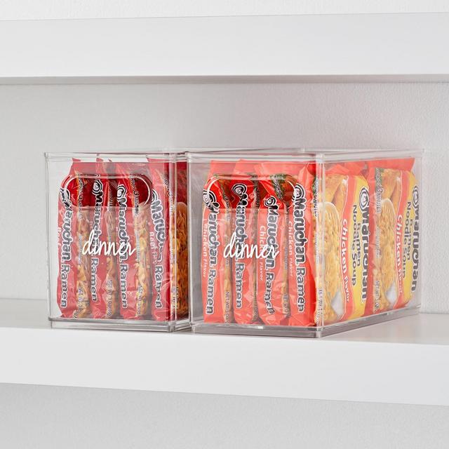 The Home Edit Narrow Bins, 10" x 5" x 6" Clear Plastic Modular Storage System, 4 Pack