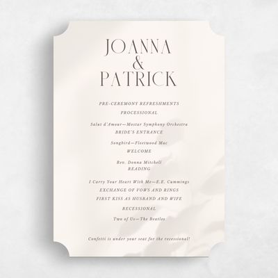 Brown Ticket Wedding Program - Liang