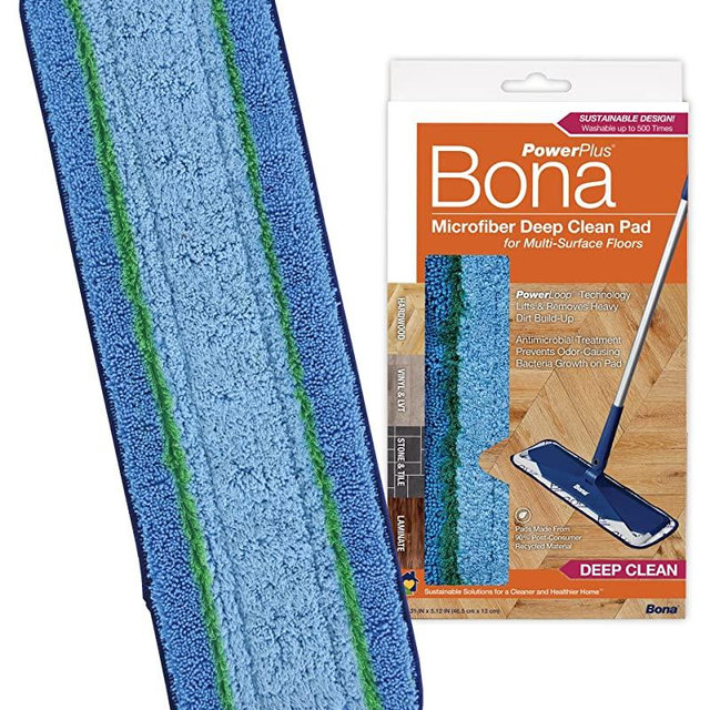 Bona PowerPlus Microfiber Deep Clean Pad, for Hardwood and Hard-Surface Floors, fits Bona Family of Mops