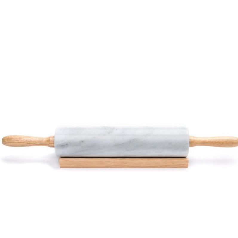 2pc Marble Rolling Pin and Base with Wood Handles - Fox Run