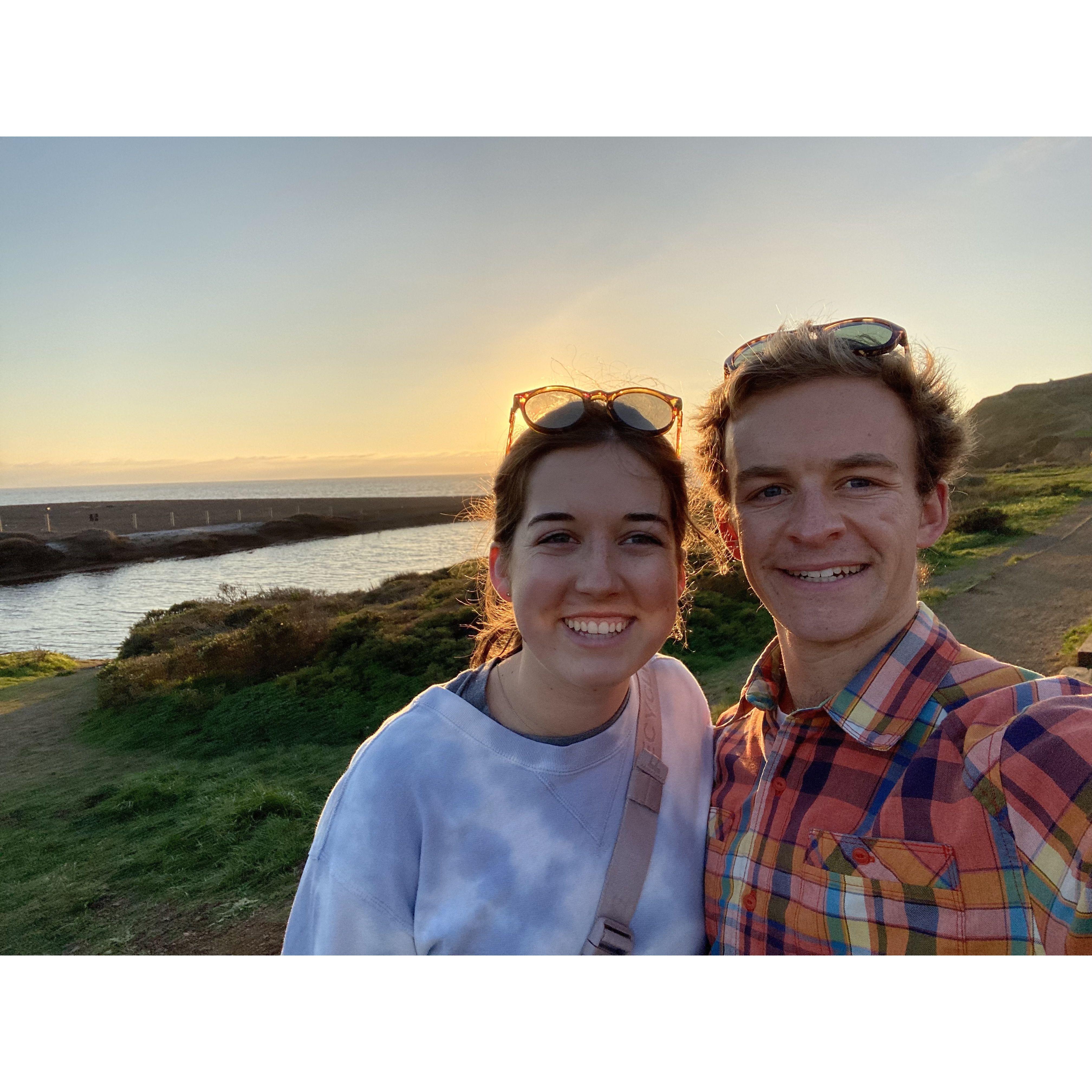 Sunset in Half Moon Bay, California in the fall of 2021, driving distance from the apartment where we lived in Redwood City.