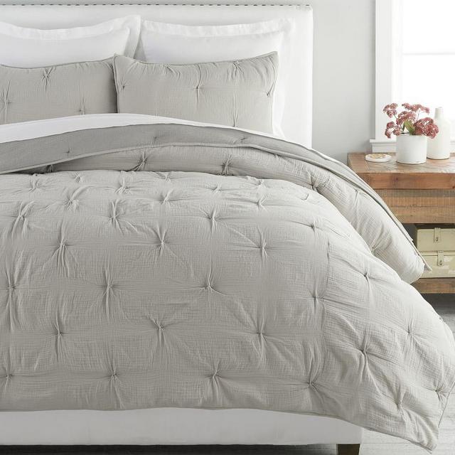 Soft Cotton Handcrafted Quilt, King/Cal King, Gray