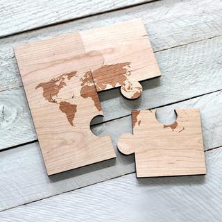 World Map Puzzle Coaster, Set of 4