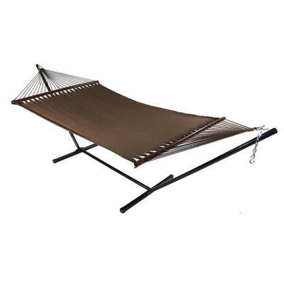 Polyester Double Wide Rope Hammock - Mocha - Sunnydaze Decor