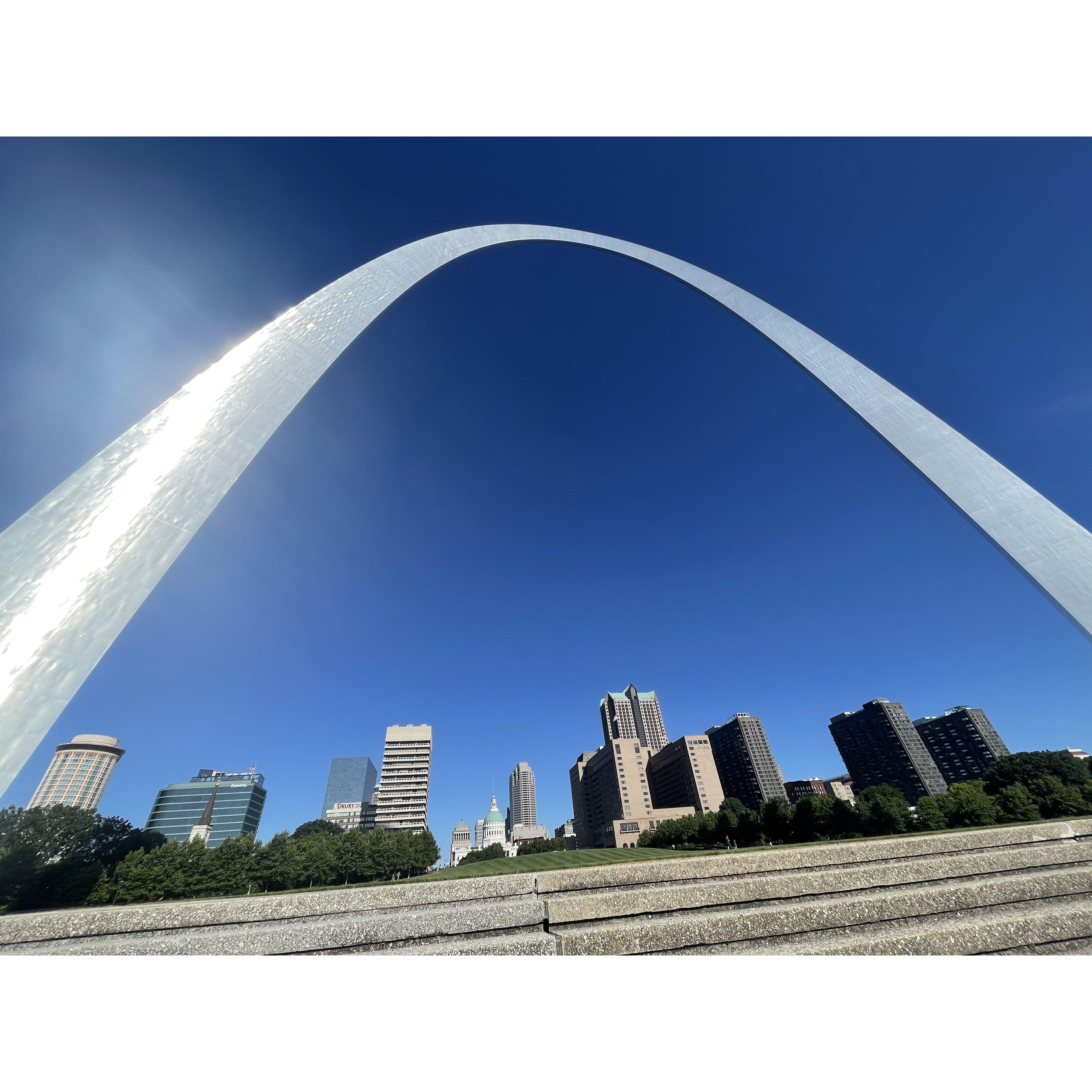 The Gateway Arch the day Zach and Izzy got engaged.