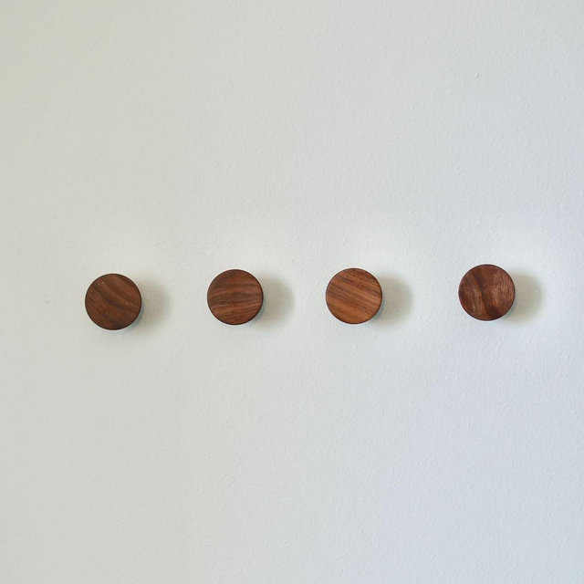Modern Home Wooden Cone Wall Hook, Wood, Walnut, Set Of 4