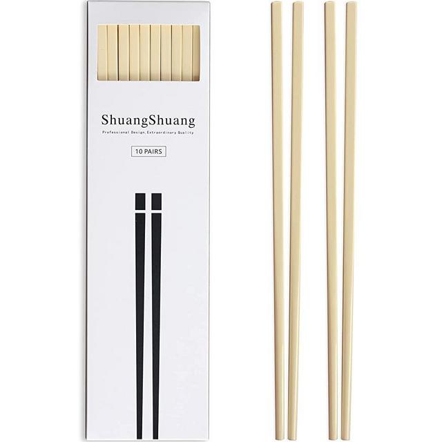 ShuangShuang 10 Pairs Reusable melamine chopstick Dishwasher Safe，10.7 Inch-ivory white