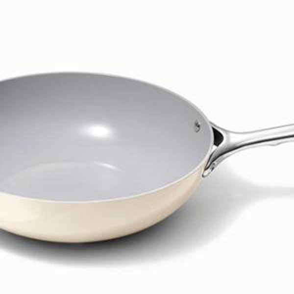 12" Stir Fry Pan with Glass Lid - Cream
