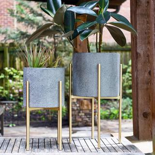 Modern Boho Embossed 4-Piece Metal Planter Set