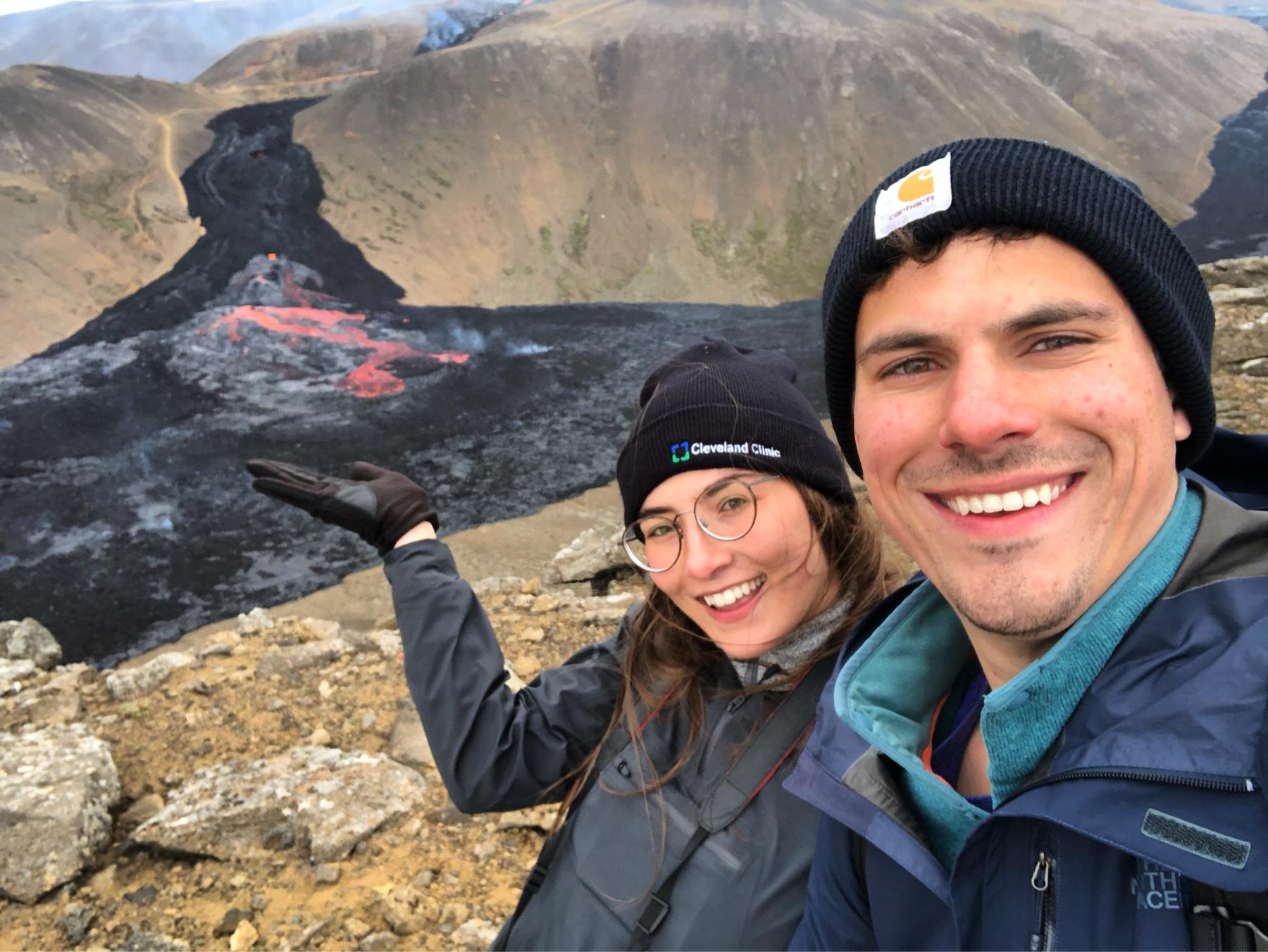 Active volcano in Iceland! We hiked 5 miles uphill to get to the real eruption