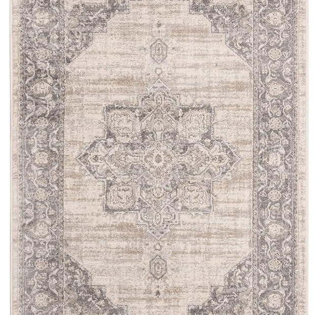 SAFAVIEH Brentwood Collection Accent Rug - 2' x 4', Cream & Grey, Medallion Distressed Design, Non-Shedding & Easy Care, Ideal for High Traffic Areas in Entryway, Living Room, Bedroom (BNT865B)