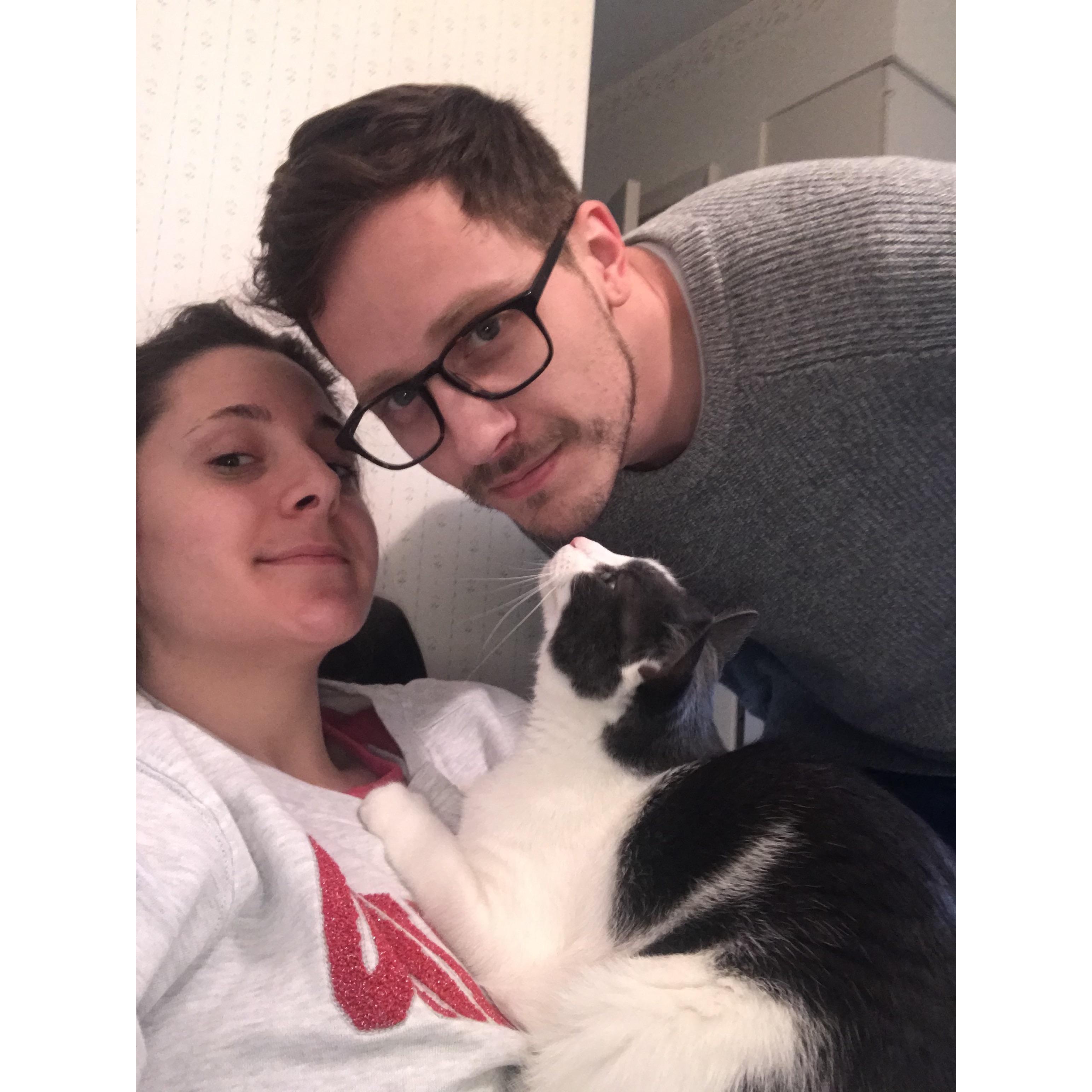 George Michael is in awe of how dope dad's hair is looking here.