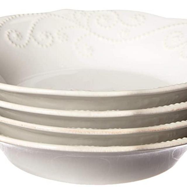 Lenox French Perle Individual Pasta Bowls (Set of 4), 18 oz, White