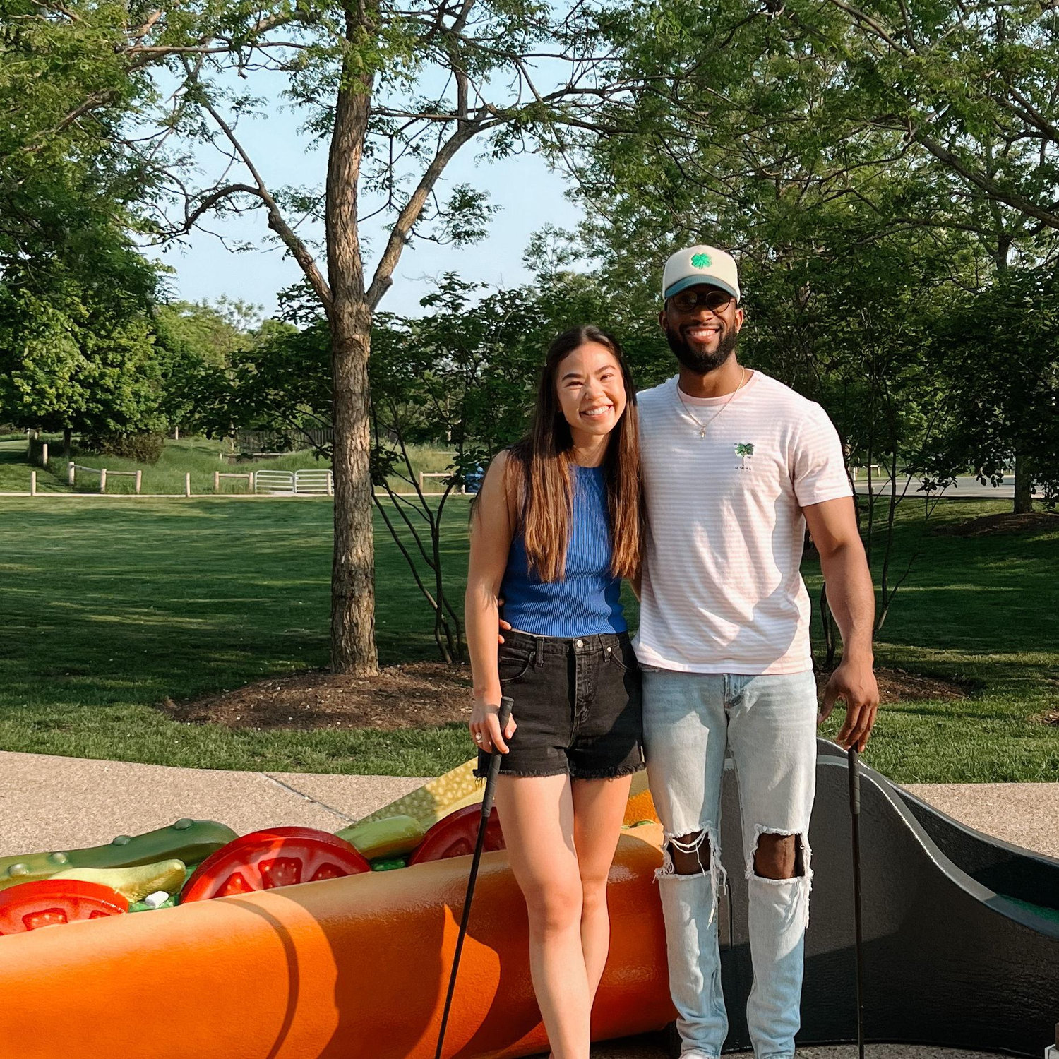 May 23, 2023: Our very first picture together! Taken by Katie's sister Natalie the first time she met Jacob :')

📍Maggie Daley Park