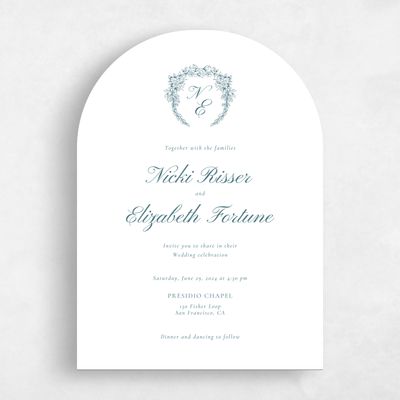 White Arch Wedding Invitation - Pasquo Portrait