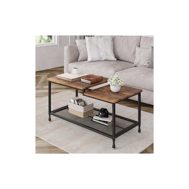 Coffee Table Industrial Living Room Table 2-Tier