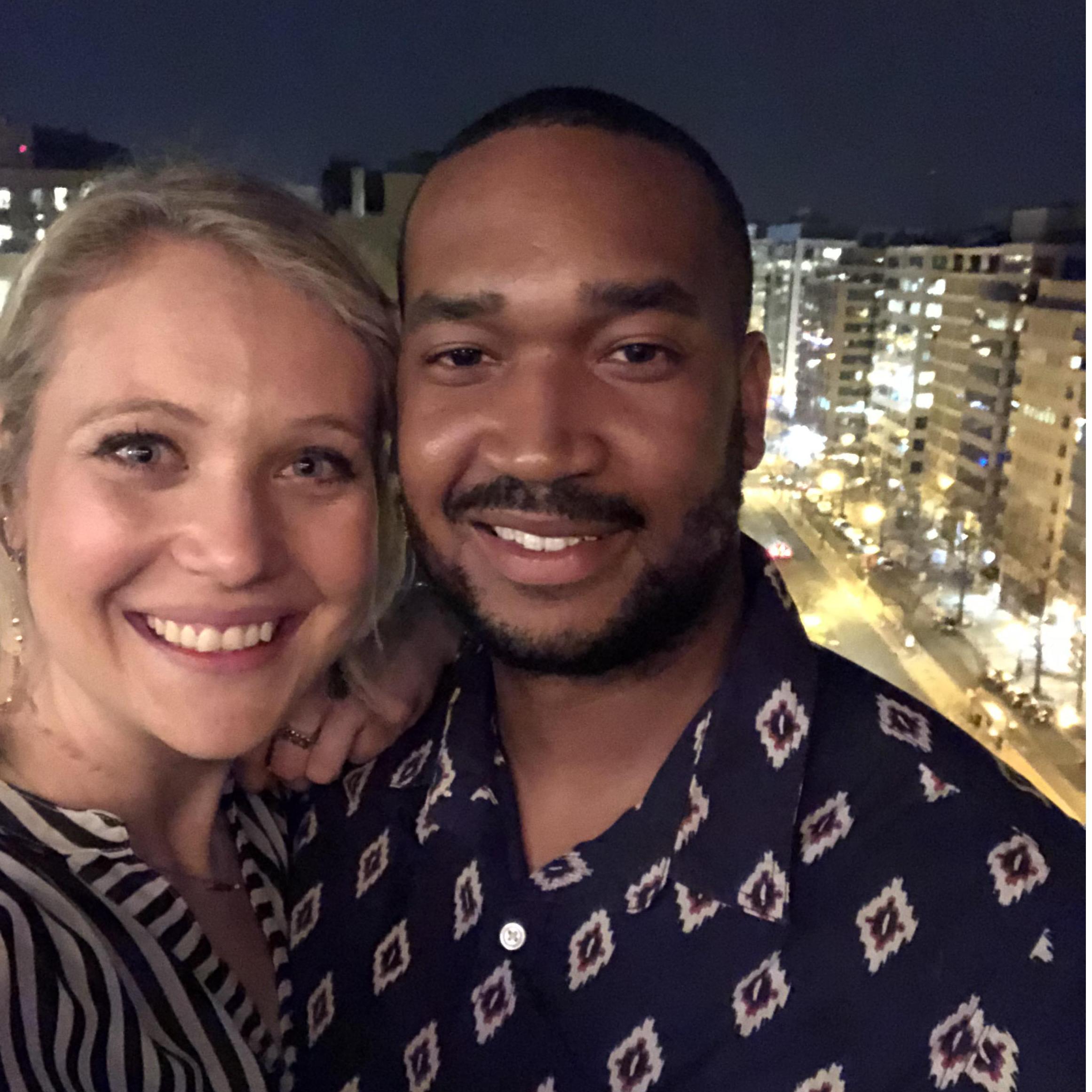 Out at a rooftop bar in D.C. on a surprise trip to visit Jay in Alexandria.