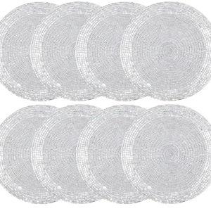 Silver COTTON CRAFT Glitz Handmade Beaded Bar Drink Tabletop Protection Coasters