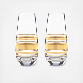 Hampton Street Stemless Champagne Flute, Set of 2