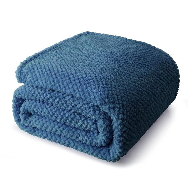 Whale Flotilla King Size Fuzzy Fleece Blanket for Bed, 90x104 Inch Fluffy Warm Soft Jacquard Blankets for All Season, Lightweight and Cozy, Navy Blue
