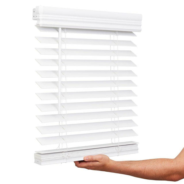 Lotus & Windoware Cordless, 2 Inch Faux Wood Blind, 33" Wide x 48" Long, Window Blinds, Blinds & Shades, Blinds for Indoor Windows, Smooth, Bright White - 33" x 48",Bright White