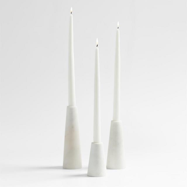 White Marble Taper Candle Holders, Set of 3