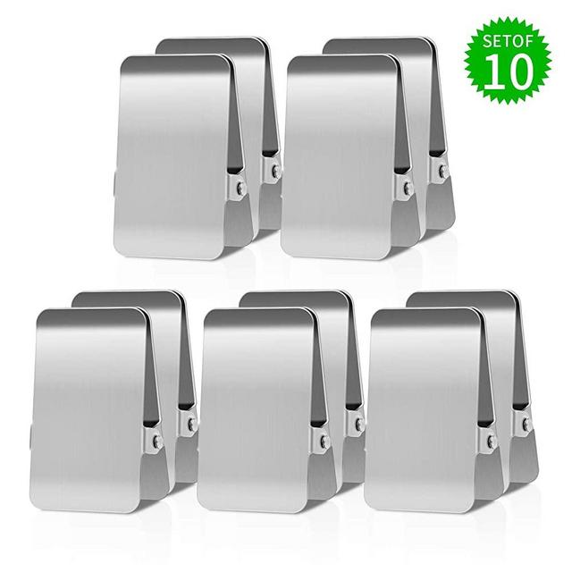 Large Chip Bag Clips with Anti-Slip Rubber,BURLIHOME All-Purpose Stainless Steel Heavy Duty Air Tight Seal Food Bags File Paper Photos Clamps for Home/Office/Kitchen Supply,10Pcs(Silver).